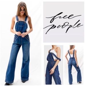 New Free People Chasing Rainbows Overalls